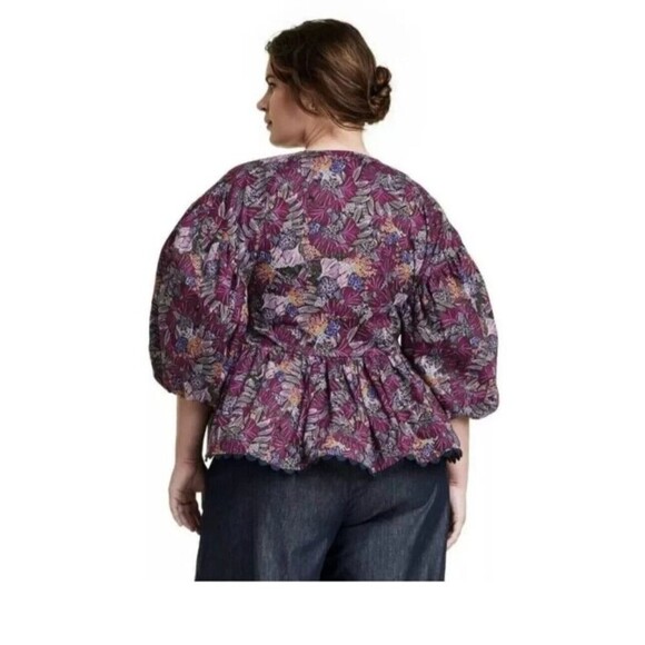 Kika Vargas x Target Wrap Blouse Floral Top 2X Fairy Boho Casual Summer Purple - Picture 7 of 8
